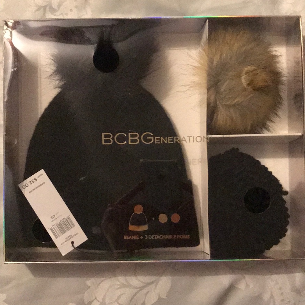 NEW BCBGeneration Beanie with 3 detachable Poms